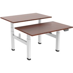 Ergovida Sit-Stand Desk Back to Back Electric White Frame 1800x750mm Lightwood Top