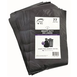 Clean Wiz Oxo-Biodegradable Heavy Duty Bin Liner 77 Litres Black Pack Of 50