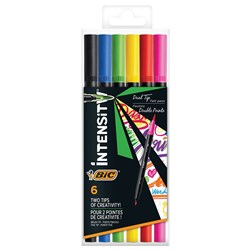 BIC Intensity Dual Tip Fineliner Assorted Colours Pack of 6