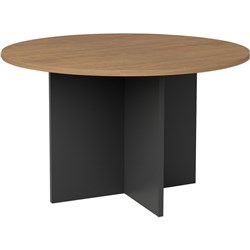 OM Premier Round Meeting Table 900 Diameter x 720mmH Regal Walnut and Charcoal