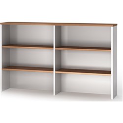 OM Premiere Overhead Hutch 1500W x 325D x 1080mmH Virginia Walnut and White