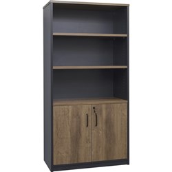 OM Premier Half Door Cabinet 900W x 450D x 1800mmH Regal Walnut and Charcoal