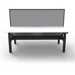 Rapidline BOOST+ Back To Back Workstation Desk + Screen + Cable Tray 2 Person 1200mmW White/Black