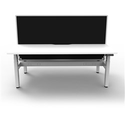 Rapidline BOOST+ Back To Back Workstation Desk + Screen + Cable Tray 2 Person 1200mmW White/White