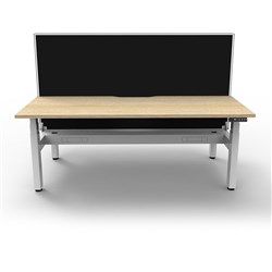 Rapidline BOOST+ Back To Back Workstation Desk + Screen + Cable Tray 2 Person 1500mmW Oak/White