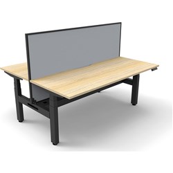 Rapidline BOOST+ Back To Back Workstation Desk + Screen + Cable Tray 2 Person 1800mmW Oak/Black