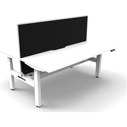Rapidline BOOST+ Back To Back Workstation Desk + Screen + Cable Tray 2 Person 1800mmW White/White