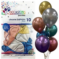 Alpen Occasions Balloons 30cm Chrome Assorted Colours Pack of 10