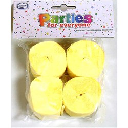 Alpen Parties For Everyone Crepe Streamers 35mm x 13m Yellow Pack of 4