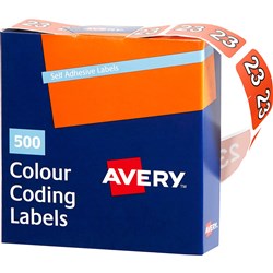 Avery Side Tab 23 Year Code Label 25x38mm Dark Orange Box of 500