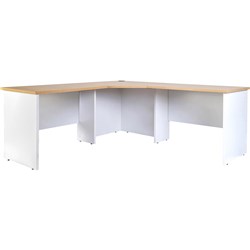 Logan Corner Workstation 1800/1800W x 750D x 730mmH White and Oak