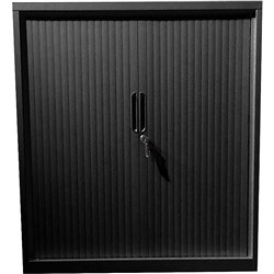 Steelco Lockable Tambour Door Cabinet 900W x 463D x 1015mmH Black Satin