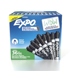 Expo Dry Erase Whiteboard Marker Chisel Tip Black Box of 36
