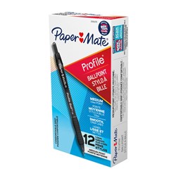 PaperMate Profile Retractable Ballpoint Pen 1mm Black Box of 12