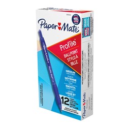 PaperMate Profile Retractable Ballpoint Pen 1mm Blue Box of 12
