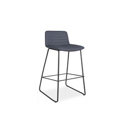 Rapidline Pixel Bar Stool 730mmH Black Frame And French Navy PU Leather Seat