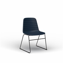 OLG Sofia Visitor Chair Black Sled Base Navy PU Leather Seat