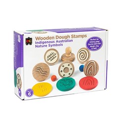Educational Colours Wooden Dough Stamps Indigenous Aust Nature Symbols Set of 6