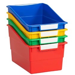 Elizabeth Richards Classroom Book Tubs Mixed Pack of 4 Red, Yellow, Blue and Green