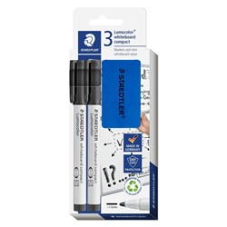 Staedtler Whiteboard Compact Marker Set 2 Black Bullet Point Plus Eraser