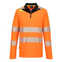 Portwest DX4 Hi-Vis Polo Shirt Long Sleeve 4XL Orange And Black