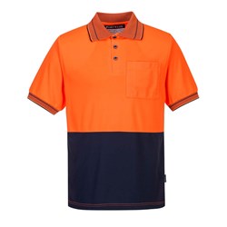 Portwest Hi-Vis Micro Mesh Polo Shirt Short Sleeve 11XL Orange And Navy
