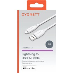 Cygnett Essentials Gen 2 Lightning to USB-A Cable 1 Metre White