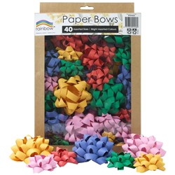 Rainbow Paper Bows Assorted Sizes And Colours Box Of 40 Pieces