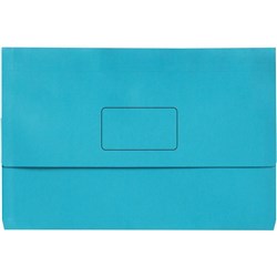 Marbig Slimpick Manilla  Document Wallet Foolscap 30mm Gusset Light Blue Pack Of