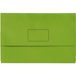 Marbig Slimpick Document Wallet Foolscap Manilla 30mm Gusset Green Pack Of 10