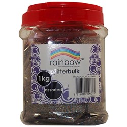 Rainbow Glitter Bulk Jar Assorted 1Kg