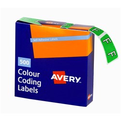 Avery Alphabet Coding Label F Side Tab 25x38mm Light Green Box of 500