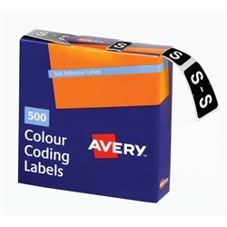 Avery Alphabet Coding Label S Side Tab 25x38mm Dark Green Box of 500