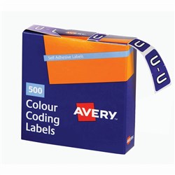 Avery Alphabet Coding Label U Side Tab 25x38mm Purple Box of 500