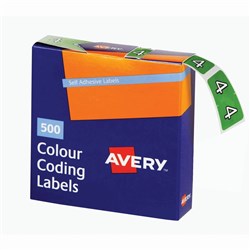 Avery Numeric Coding Label 4 Side Tab 25x38mm Light Green Box of 500