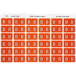 Avery Alphabet Coding Label D Side Tab 25x38mm  Dark Orange Pack of 180