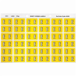 Avery Alphabet Coding Label E Side Tab 25x38mm Yellow Pack of 180