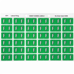 Avery Alphabet Coding Label F Side Tab 25x38mm Light Green Pack of 180