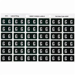 Avery Alphabet Coding Label G Side Tab 25x38mm Dark Green Pack of 180