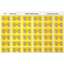 Avery Alphabet Coding Label Q Side Tab 25x38mm Yellow Pack of 180