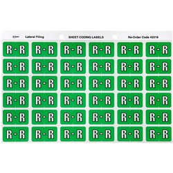 Avery Alphabet Coding Label R Side Tab 25x38mm LightGreen Pack of 180