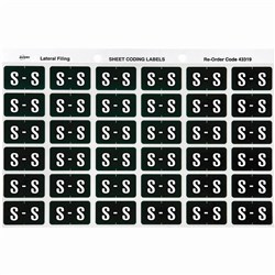 Avery Alphabet Coding Label S Side Tab 25x38mm Dark Green Pack of 180