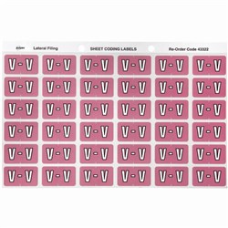 Avery Alphabet Coding Label V Side Tab 25x38mm Mauve Pack of 180