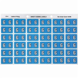 Avery Numeric Coding Label 6 Side Tab 25x38mm Blue Pack of 180