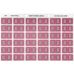 Avery Numeric Coding Label 8 Side Tab 25x38mm Mauve Pack of 180