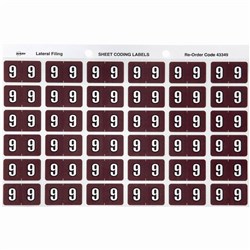 Avery Numeric Coding Label 9 Side Tab 25x38mm Brown Pack of 180