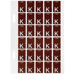 Avery Alphabet Coding Label K Top Tab 20x30mm Brown Pack of 150