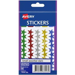 Avery Sticker Handipacks Small Stars Assorted Colours Pack of 90