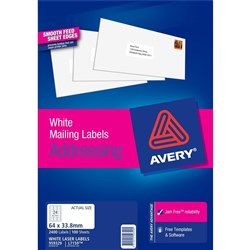 Avery L7163 Smooth Feed Label Laser 14/Sht 99.1x38.1mm White Pack of 250