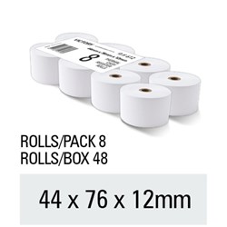 THERMAL CASH REGISTER ROLLS 44X76X11.5 pack8